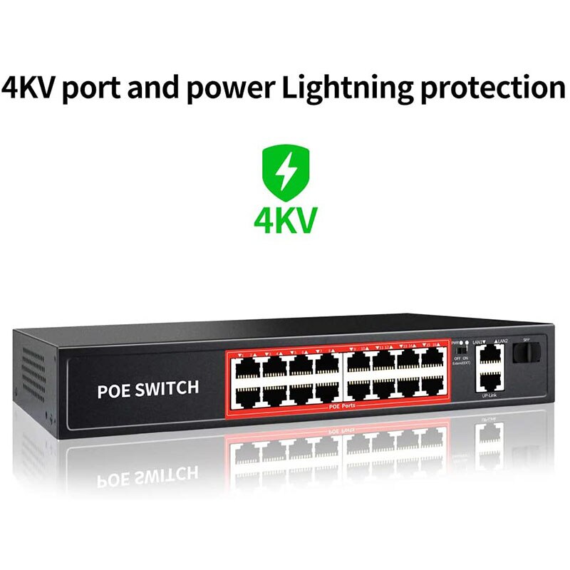 Poe Switch 48V Met 4 8 16 Poorten 100Mbps Poorten Ieee 802.3 Af/Op Ethernet Switch Geschikt voor Ip Camera/Draadloze Ap/Poe Camera