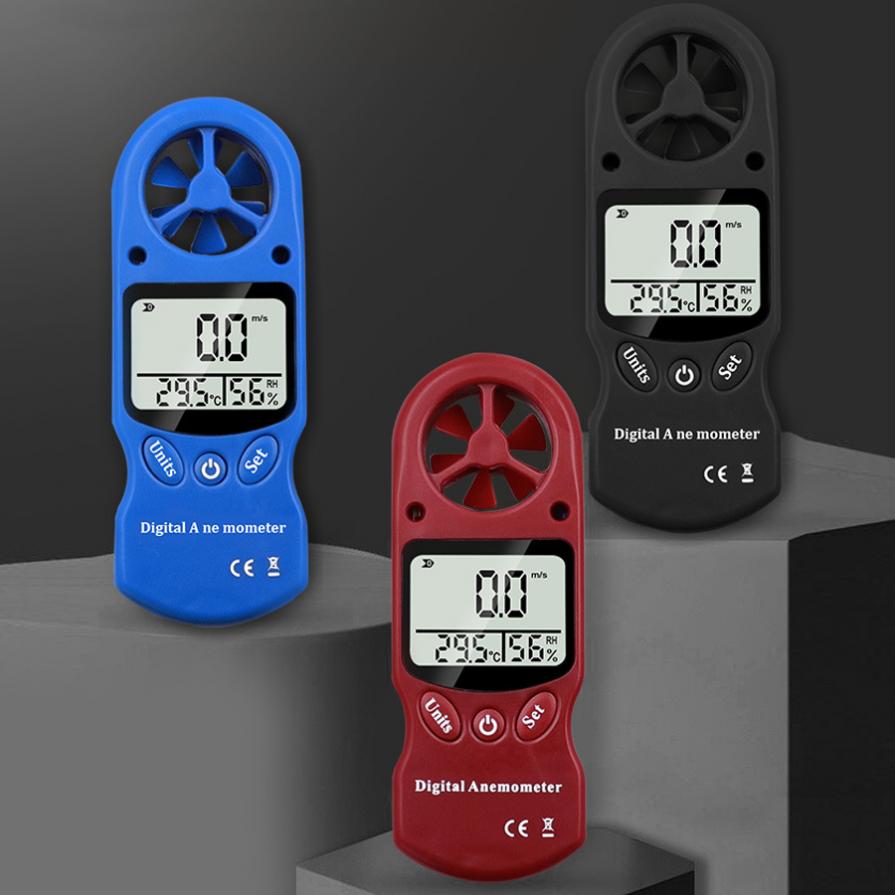 3 In 1 Digital Anemometer Handheld Wind Speed Meter with Temperature and Humidity for Measuring Wind Speed Backlight LCD Screen