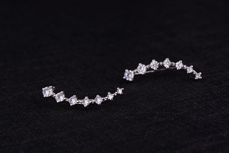 shiny CZ zircon star 925 sterling silver ladies stud earrings female jewelry anti-allergic Christmas