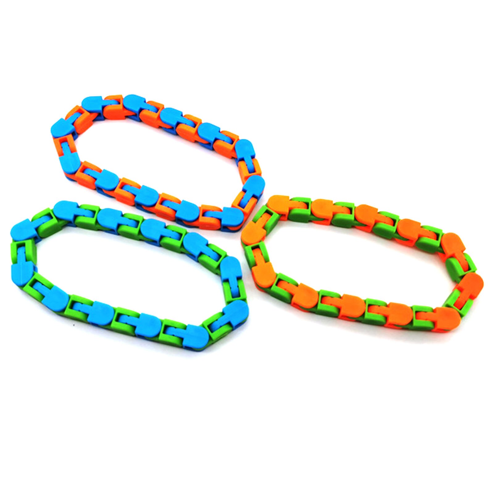 3PCS Wacky Tracks 24/48 Knot Chain Anti Stress Toy Squeezing Bicycle Chain Rotatable Bracelet Decompression Squisy: 24 section 3pcspack