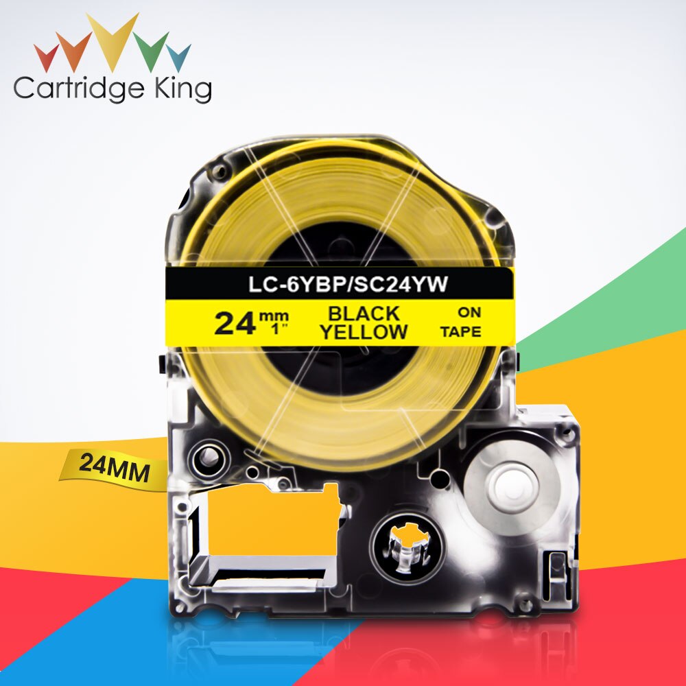 16 kolorów 24mm taśma etykietowa do Epson ST24KW SS24KW SC24KZ SD24BW ST24BW drukarka do etykiet do drukarki King Jim LW-700 LW-700 Tepra Pro: Black on Yellow