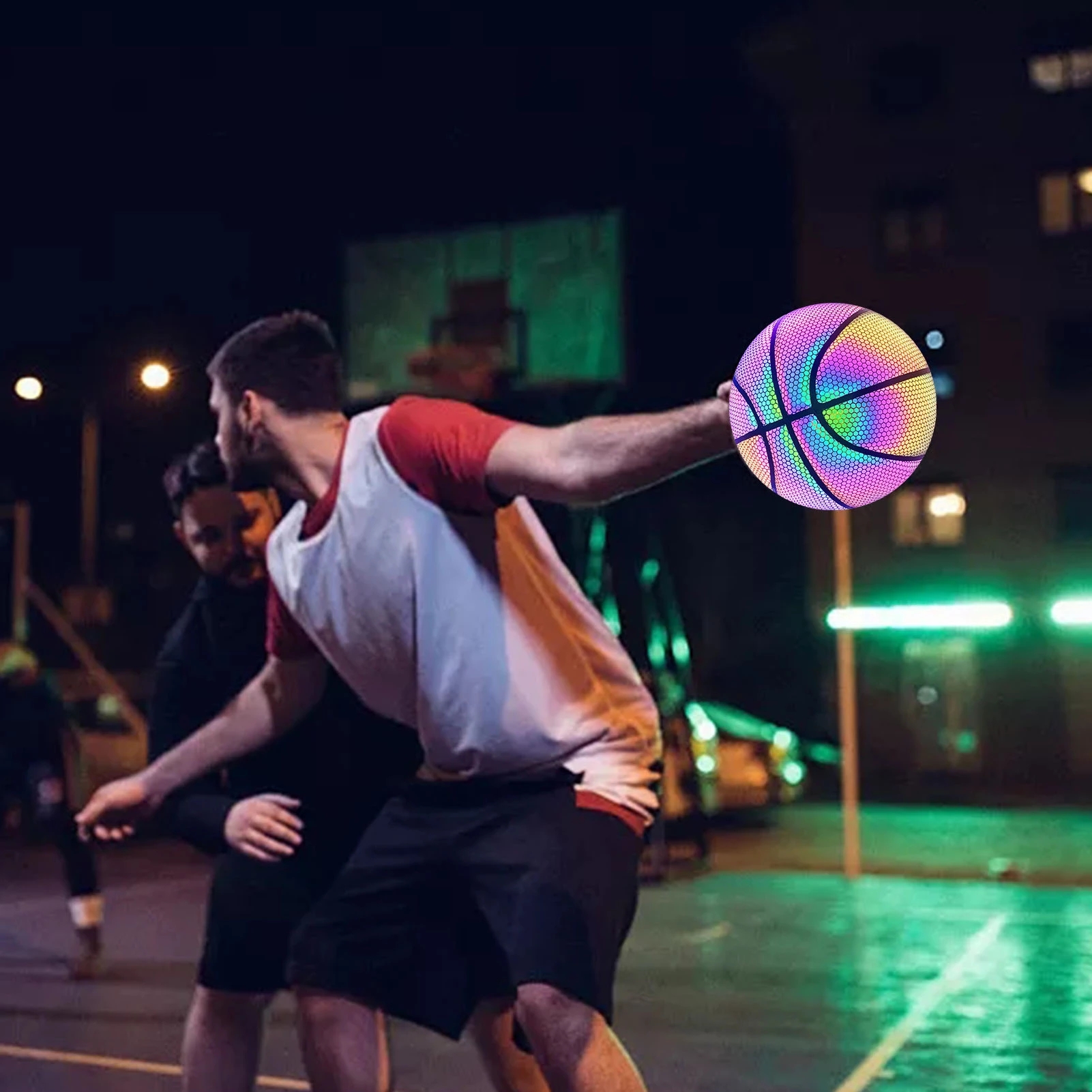 Palla da basket riflettente olografica palla luminosa resistente all&#39;usura pallacanestro incandescente per la partita di san valentino