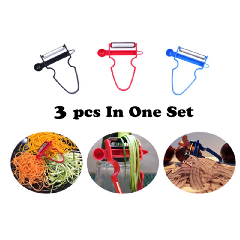 3pcs/Set Magic Trio Peeler Set Slicer Shredder Julienne Cutter Multi Peel Stainless Steel Peeler Blade Zesters Kitchen Tools