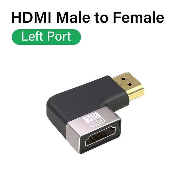 Adattatore HDMI 2.1 da 90 gradi mini porta micro HDMI per uscita video HDR 8K 60Hz 4K 120Hz 48Gbps compatibile con computer portatile TV HD: Blu