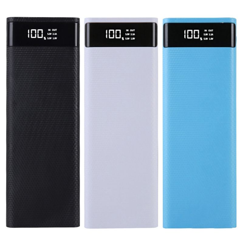 Dual USB LCD Power Bank Shell 10x18650 Battery Case Charger Box Accessories Portable External Box Powerbank Protector