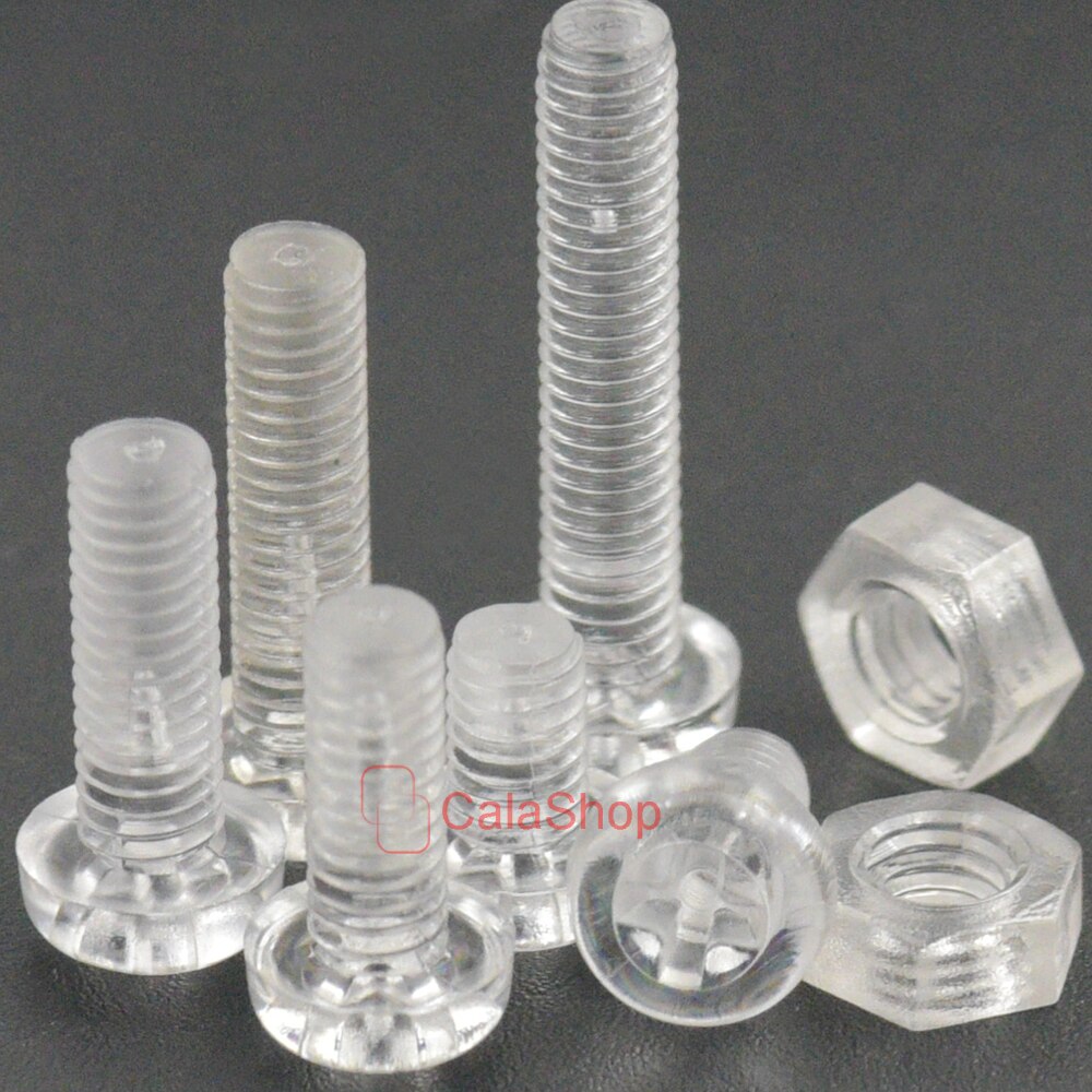 50 Teile/los M3 M4 Acryl Durchsichtigen Nylon Runde Kreuzschlitzschrauben Schrauben mit Sechskantmuttern