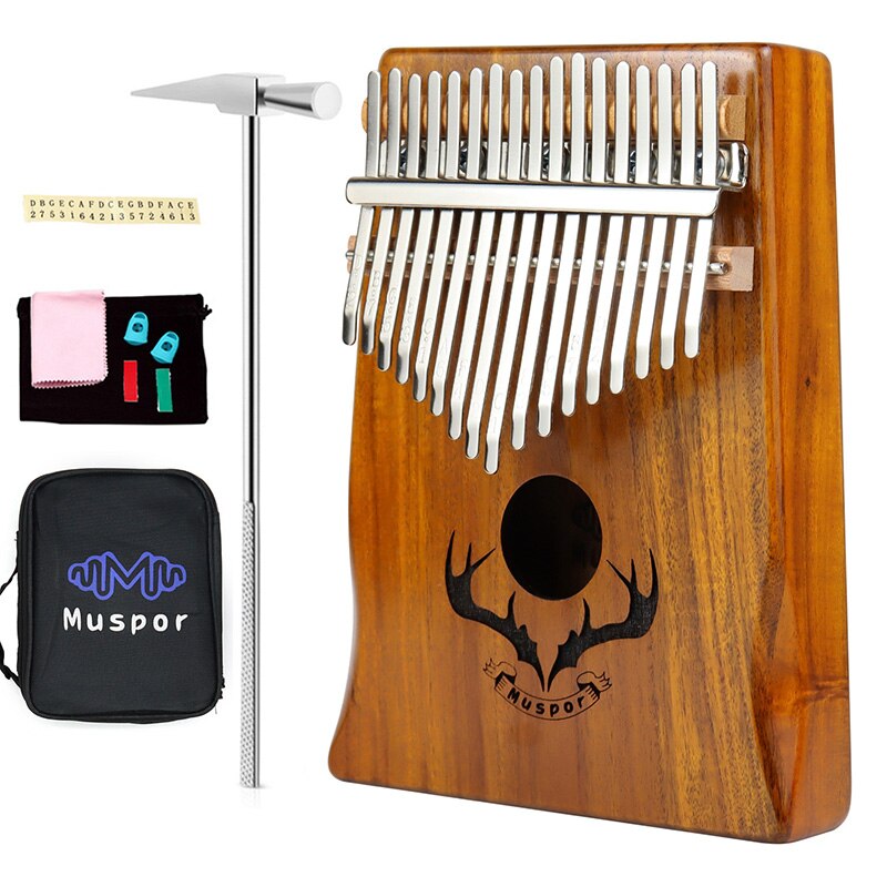 17 Keys EQ kalimba Thumb Piano Link Speaker Electric Pickup calimba Bag Cable Solid Natural Wood Kalimba Musical Instrument: Default Title