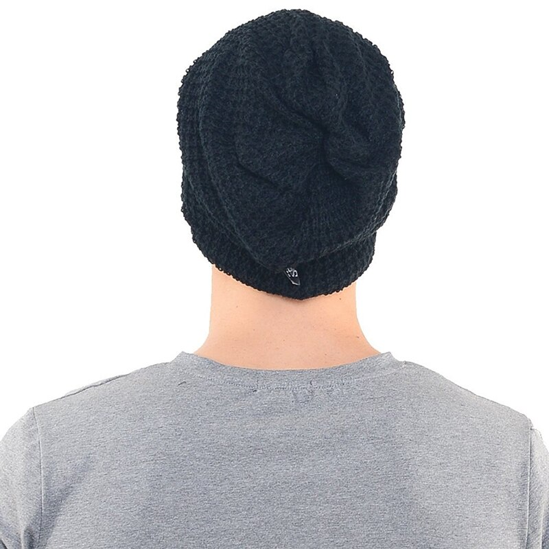 2x mænd slynget lang hue strikket hue til sommer vinter oversize sort og grå