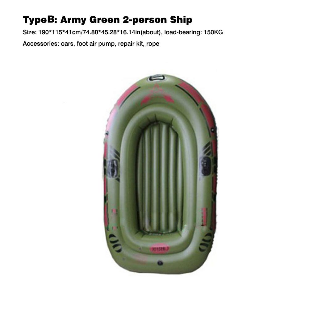 1/2/3 Person Inflatable Boat Kayaking Canoe PVC Blow Up Raft Set With Oars And Foot Pump Fishing Drifting Rafting Boat: 2person 190x115cm