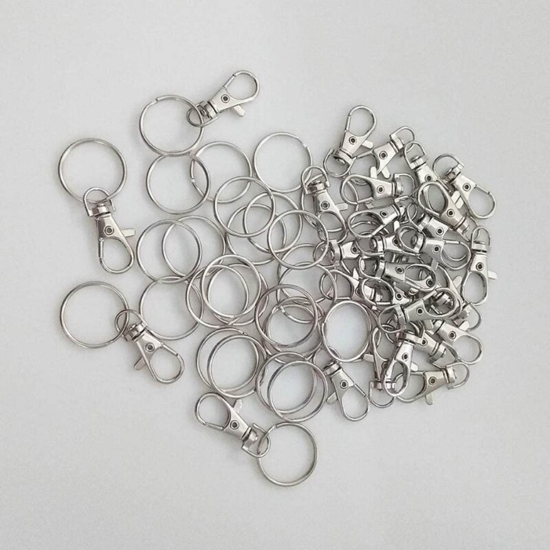 100 Pieces Flat Key Rings Kit Alloy Anti-rust Keyrings with Chain Open Jump Rings DIY Crafts Jewelry Making D20 21