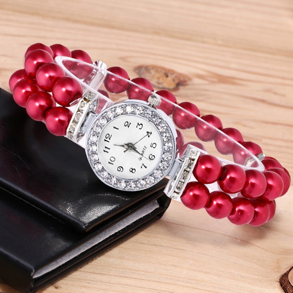 Vrouwen Armband Horloge Vrouwelijke Toevallige Parel String Horloge Band Quartz Horloge Casual Horloge