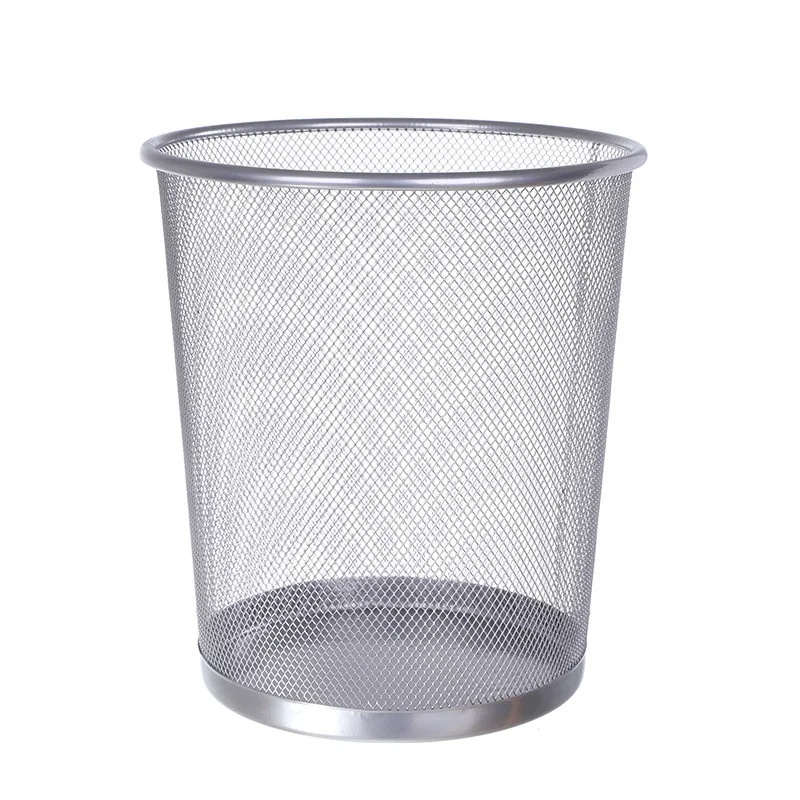 Metal Wire Mesh Trash Can for Home Office Kitchen Living Room Bathroom Metal Trash Bin Durable Waste Paper Basket: Silver / 20L