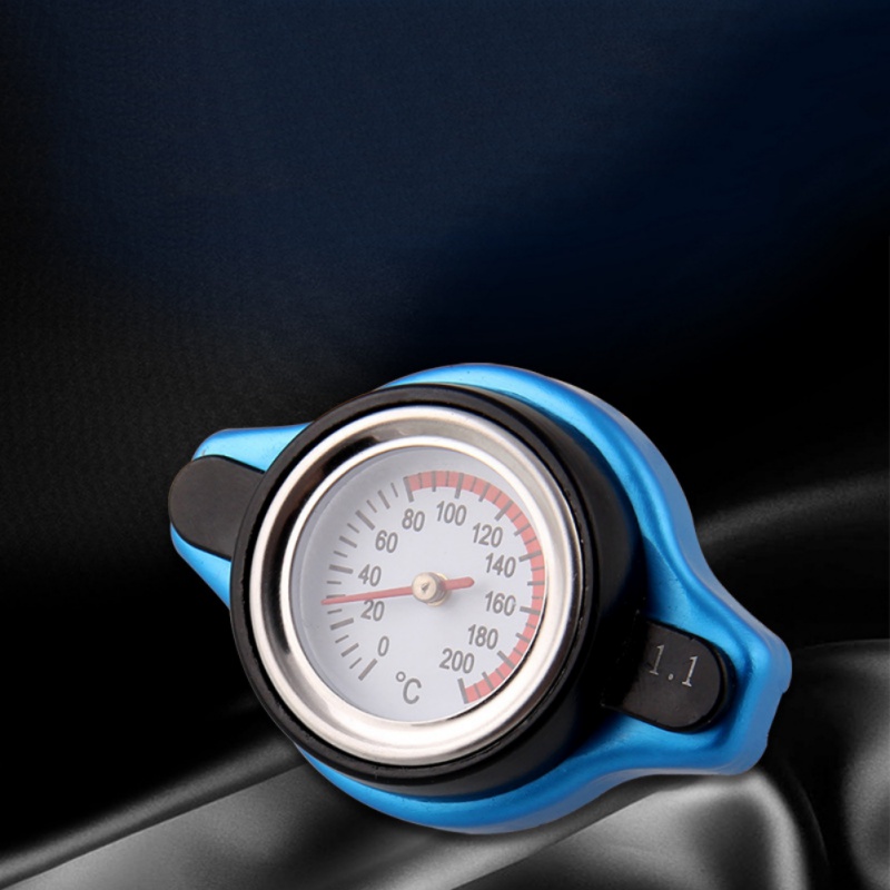 thumbnail image 2 of 1.3 Bar Thermostatic Radiator Cap With Temperature Meter - Blue Aluminum Universal Fit 2 of 6