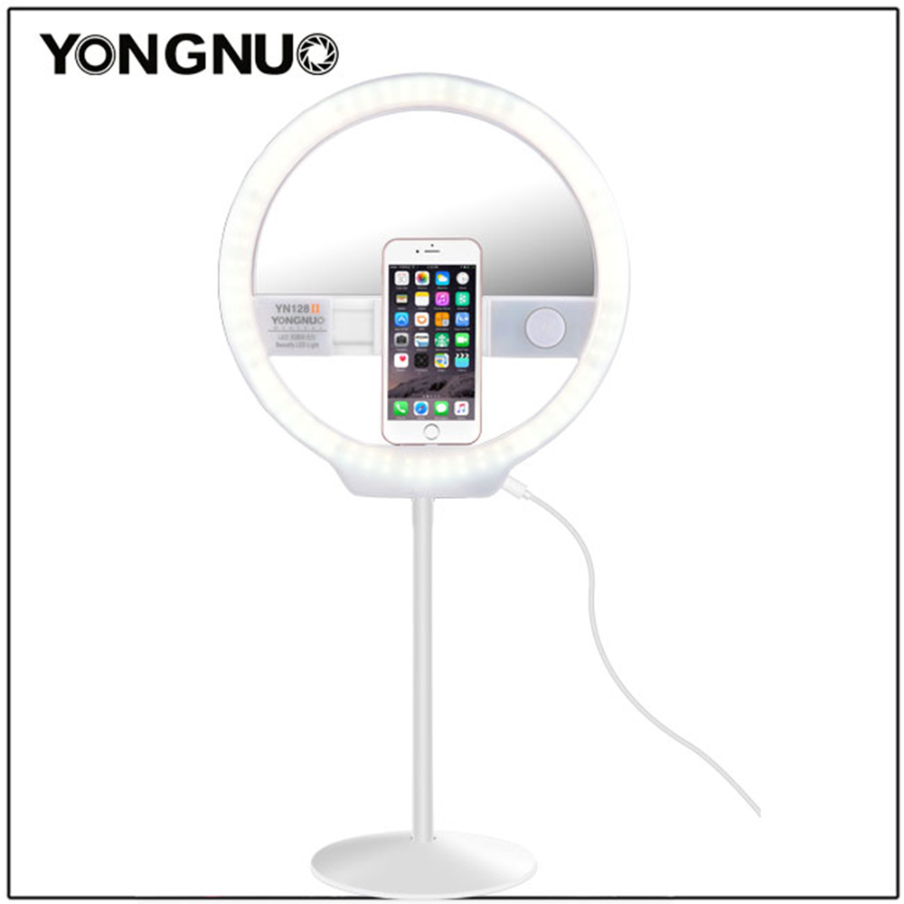 Yongnuo  yn128ii bi-farve led ring video lys 3200k-5500k fotografering ring lampe til iphone huawei samsung xiaomi smartphone