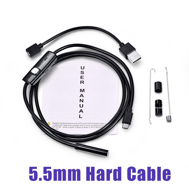 QZT-Mini cámara endoscopio USB, 5,5mm/7mm, cámara de vídeo secreta, impermeable, Micro cámara de inspección, endoscopio USB C para teléfono Android: 3,5 m / 720P Hard Cable