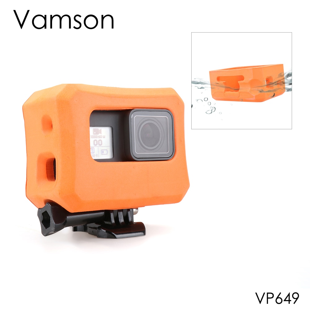 Vamson Waterdichte Case Voor Go Pro Beschermhoes Oranje Vlotter Cover Voor Gopro Hero 7 6 5 Zwart 7 Zilver wit Camera VP649