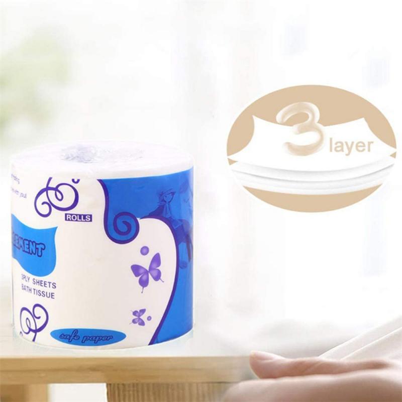 1-10 rollos suaves Premium 3-papel higiénico de capa cuarto de baño papel de seda lavabo, inodoro toallas de papel hogar servilleta de cocina uso