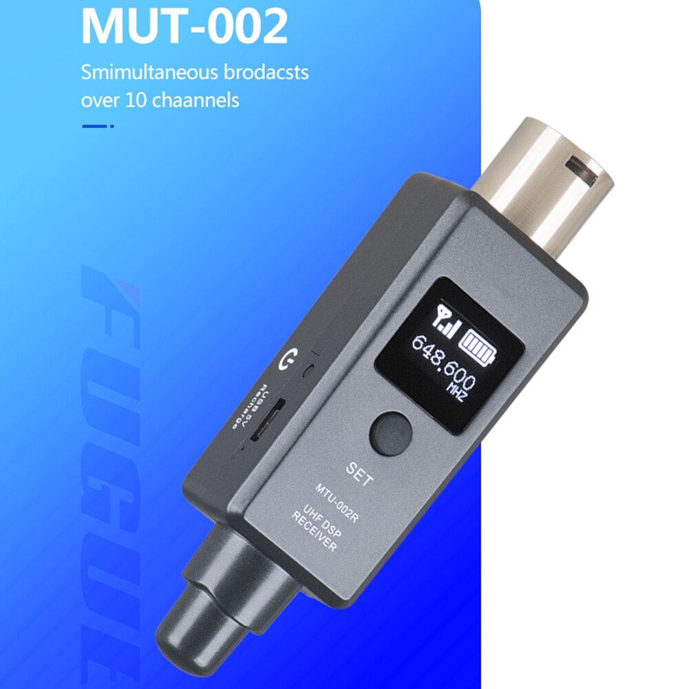 Transmitter Micphone Wireless Charging System Rechargeable UHF DSP Receiver for Dynamic Mic Mic/Line Two Modes Guitar Conversion