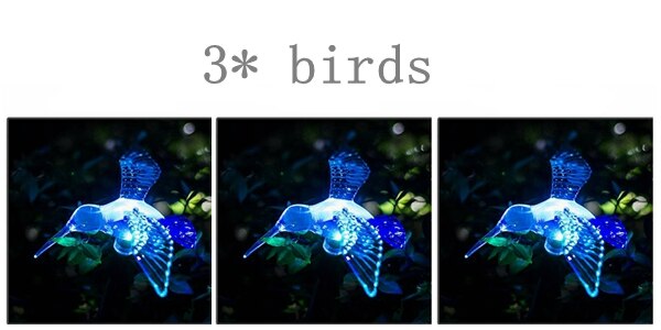 Lampe solaire étanche d'extérieur, décoration pour jardin, papillon, oiseau, libellule, chemin moderne, RGB lampe de jardin solaire LED, décoration pour pelouse: 3 birds