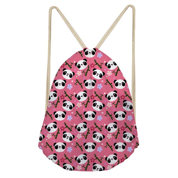 Thikin fresh floral panda snor pose string sekk strand kvinner barn reise oppbevaringspakke tenåring ryggsekk med snøring: L2732 z 3