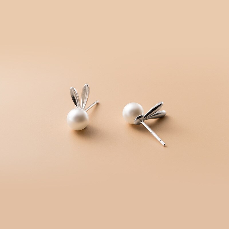 100% Echt 925 Sterling Zilveren Schattige Konijn Stud Oorbellen Voor Vrouwen Meisjes Kleurrijke Animal Oorbellen Studs Voor Verjaardag