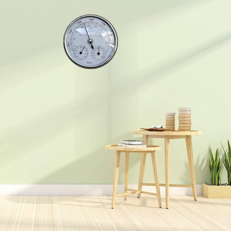 Wall Mounted Household Barometer Thermometer,Hanging Hygrometer Weather Station
