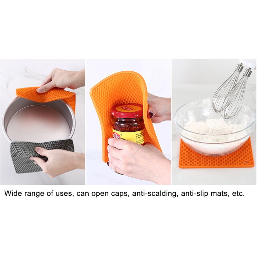 tapis de Table à manger carré en nid d'abeille en Silicone résistant à la chaleur