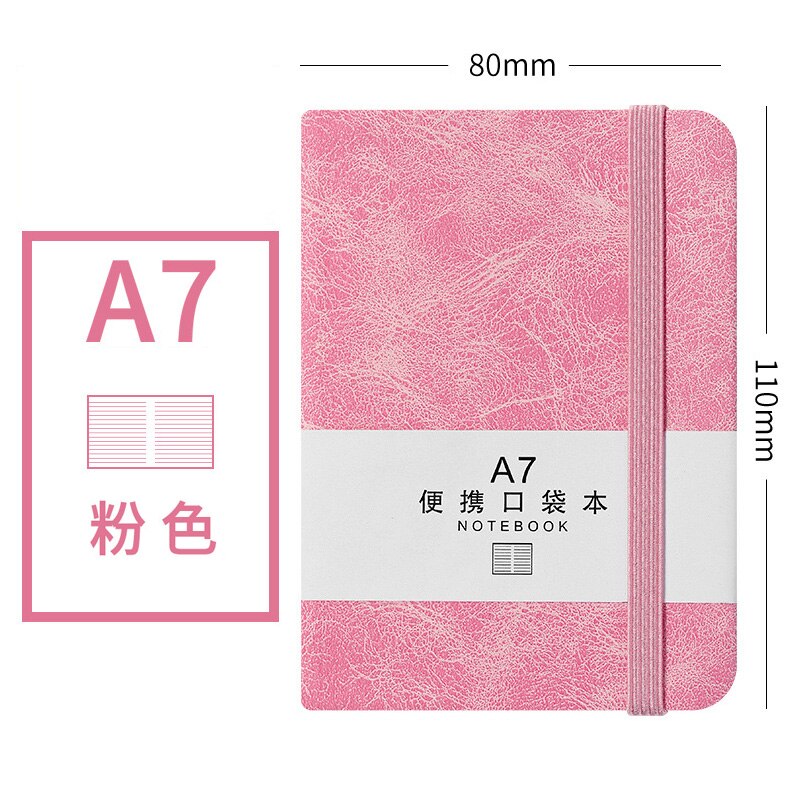 Kawaii 100 Sheets Portable Notebook A6 A7 Bullet Journal Notebook Foreign Languages Word Book Vocabulary Memory Study Stationery: A7 Pink