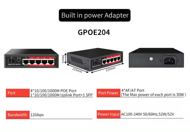 STEAMEMO-SSC Series POE Switch 4/6/8/16/24 Port, Active POE for IP Cameras, Wireless AP Switch, Gigabit IEEE 802.3 AF/AT: RED COLOR
