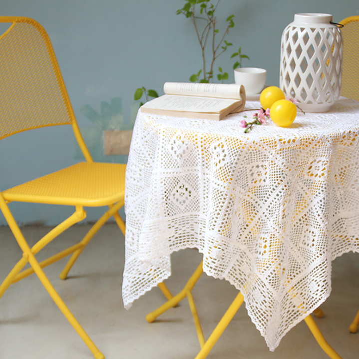 Bomuld strikket blonde dug shabby chic vintage hæklet dug håndlavet bomuld blonde bordplade