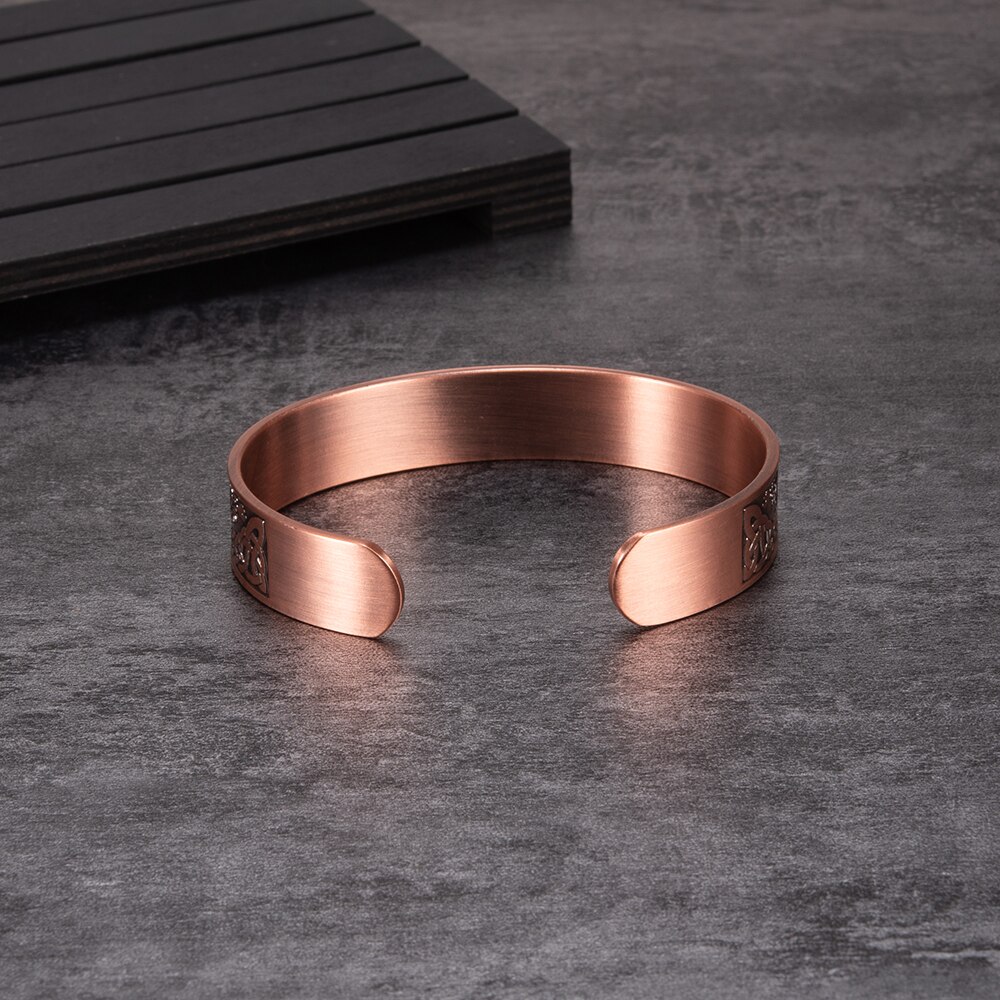 Yggdrasil – Bracelet magnétique en cuivre pur pour hommes, réglable, énergie magnétique, avantages, Bracelet à nœud Viking