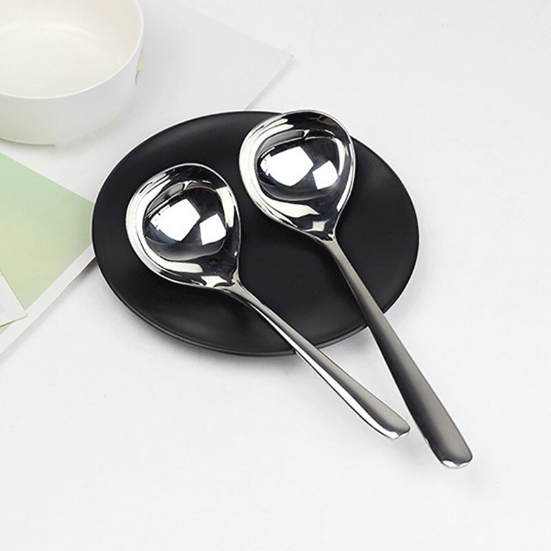 Stainless Steel Soup Spoon Round Large Coffee Dessert Spoons Kitchen Utensils Long Handle Spoons