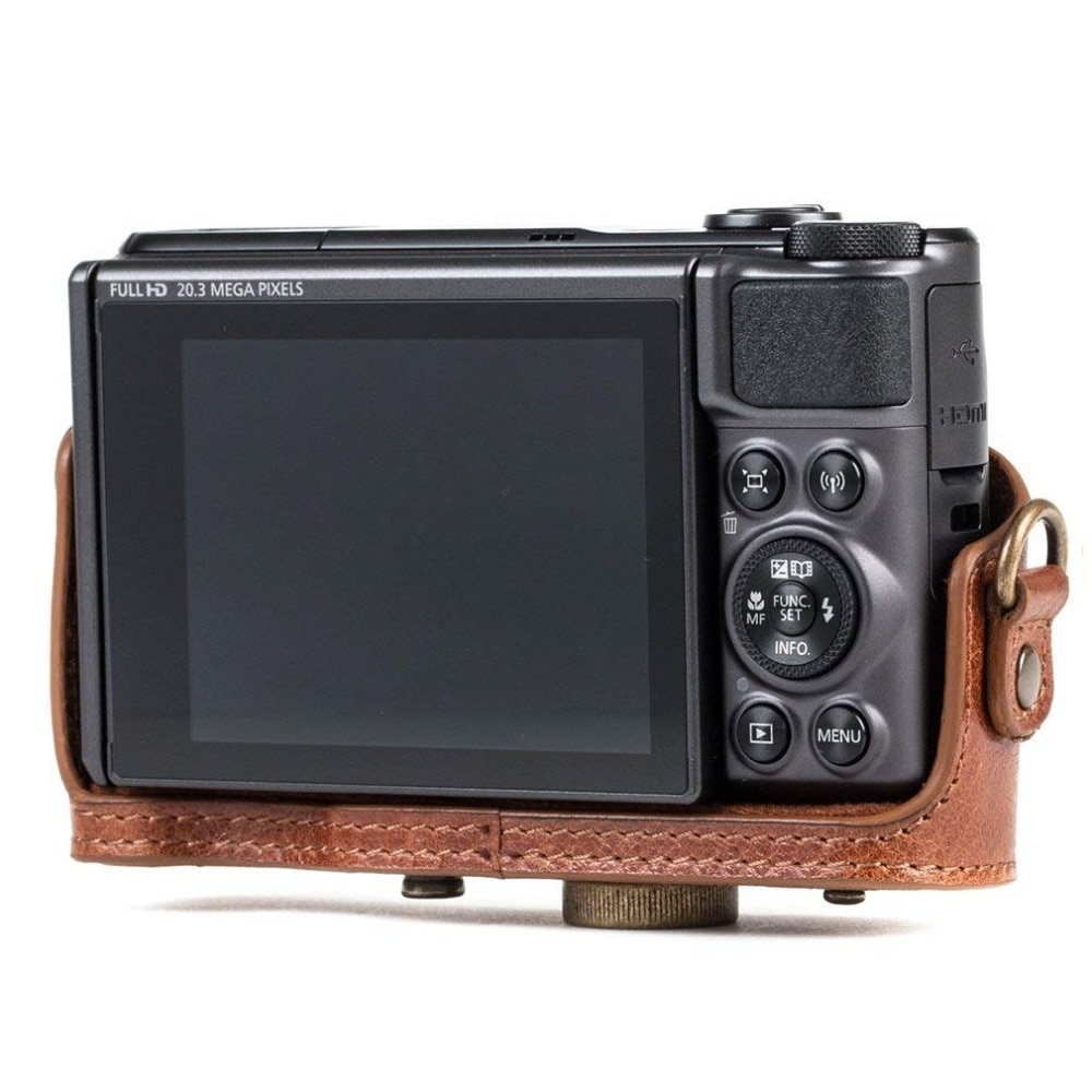 retro pu lær kameraveske hardt deksel med stropp til kanon powershot  sx740 hs sx730 hs sx720 hs digitalkamera