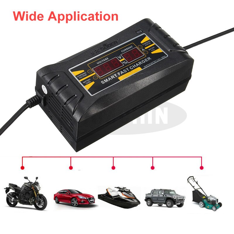 LCD Display Full Automatic Car Battery Charger EU/US Fast Charging 12V 6A Smart Lead acid Battery Car Motorcycle Battery Charger