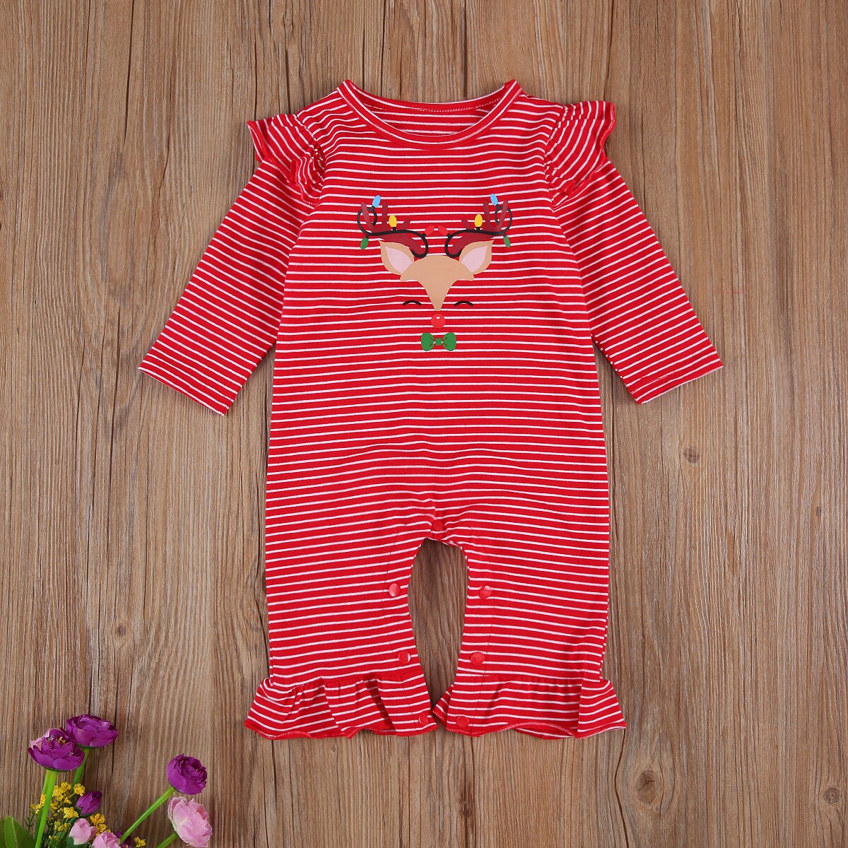 ¡Novedad de ! Mono de manga larga para bebés, niños y niñas, RAYA ROJA de Navidad, estampado de cuerno de ciervo, de una pieza, 0-24 meses, ropa de bebe