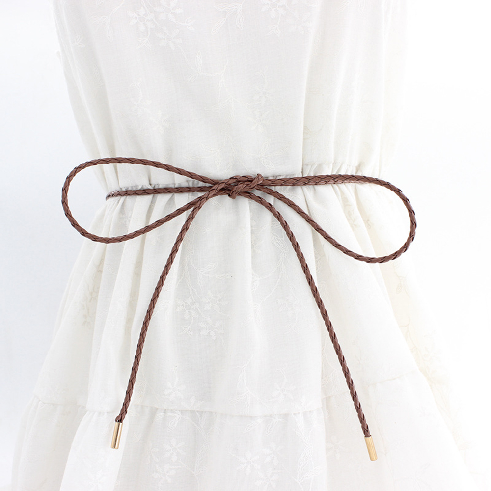 Cuerda de cintura larga tejida para mujer, Cinturón fino de 160cm, decoración Simple, lazo para vestido, cinturones de , 1 unidad