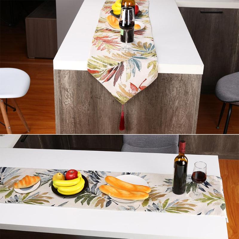 Retro kvast blade mønster jacquard bordløbere putting place restaurant skrivebord seng flag hjem skrivebord seng dekoration