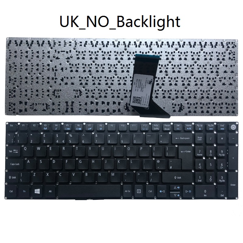 Teclado de EE. UU./REINO UNIDO/Sp/español para Acer Aspire E5-573-557U, E5-573T, E5-573G, E5-573TG, E15, E5-523, E5-523G, E5-575, E5-575G: UK NO Backlight
