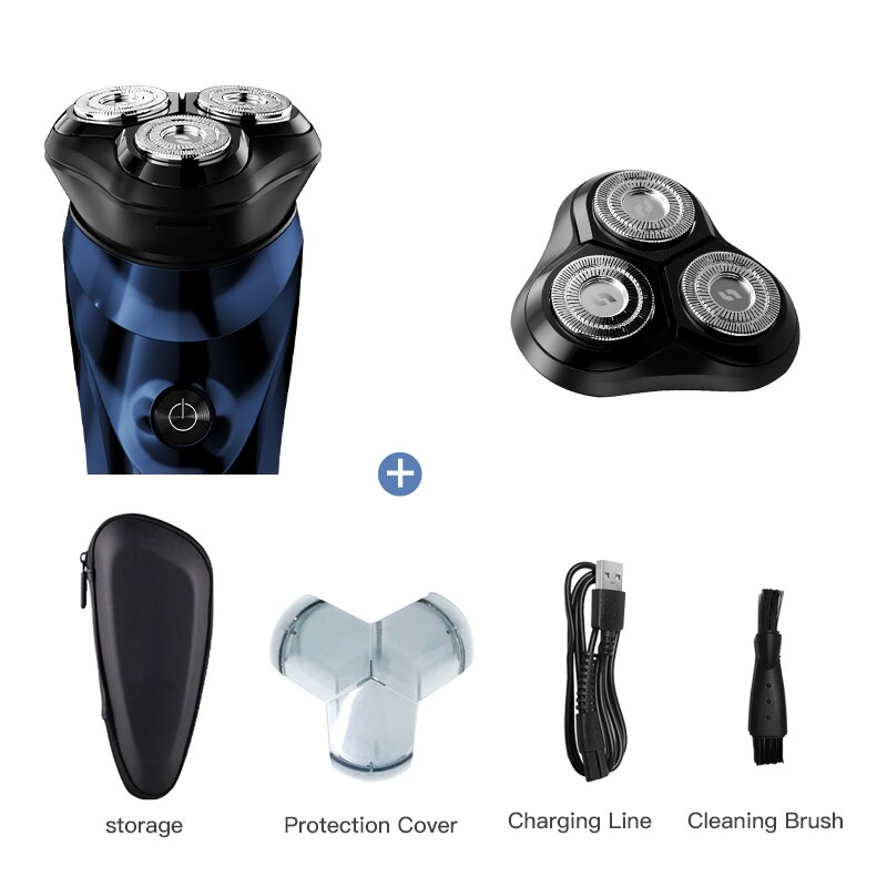 Electric Shaver 3D Floating Razor Rechargeable Shaving Machine Wet-Dry Dual Use Waterproof Fast Charging for Men Beard Trimmer: S2 Bag 1 Razor