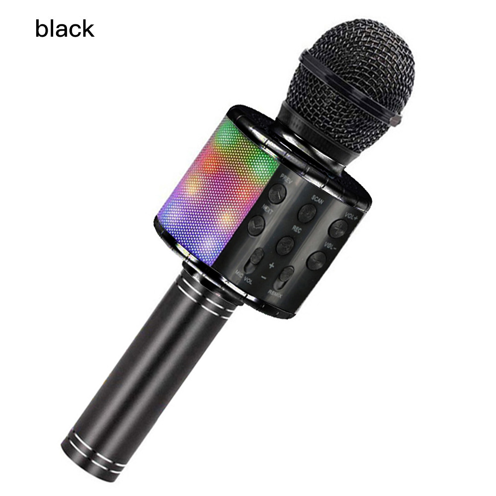 WS858 microfono Bluetooth senza fili per microfono portatile per uso domestico con microfono portatile per uso domestico: black with led