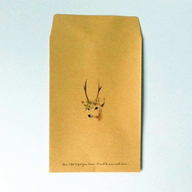 10pcs/lot cute Deer series kraft paper envelopes letter Paper Envelope Craft post vitations for office school: White Deer