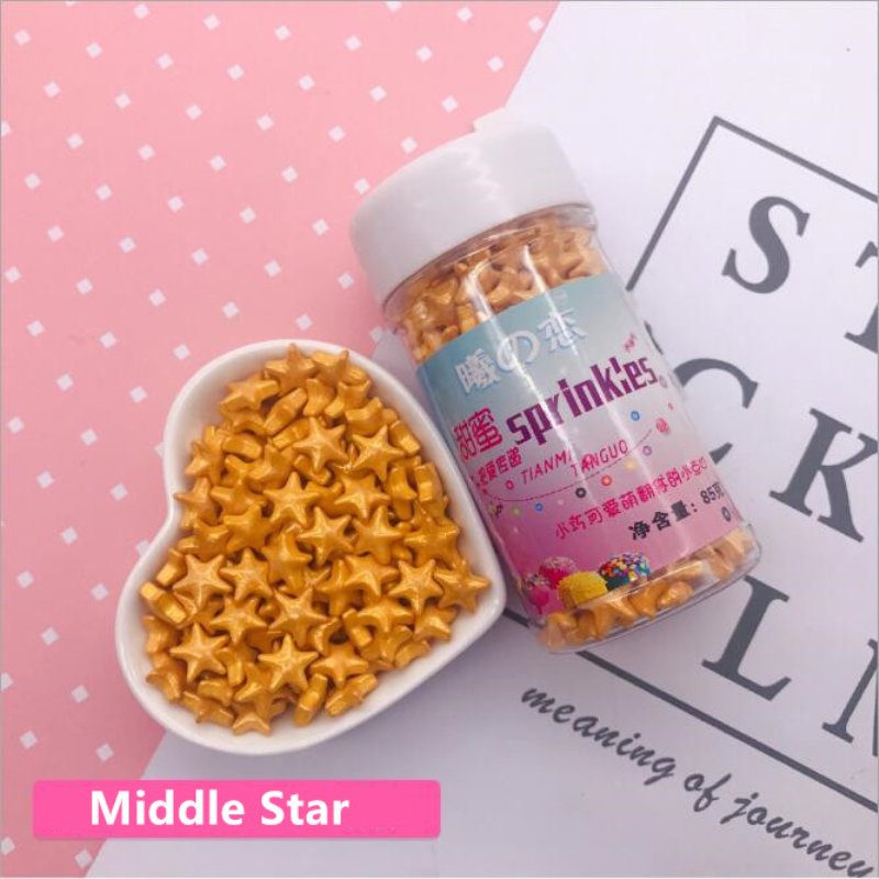 10g Kleine Gold Herz Perlen Essbare Perle Fondant Kuchen DIY kuchen Backen Schokolade Dekoration Zucker Süßigkeiten Fimo Tonne: Mitte Stern