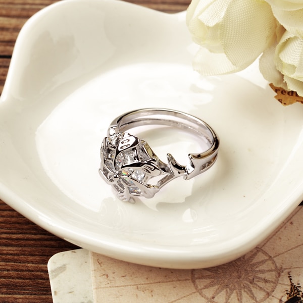 Fine smykker kvinner 925 ringer i sterling sølv lotr the galadriel nenya zircon ennagement vielsesring