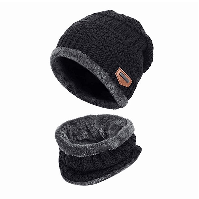 .. Mannen Beanie Muts Sjaal Set Trucker Winddicht Dikke Warme Plus Fluwelen Sjaal Hoed Voor Outdoor Sport Running Riding Skiën: B