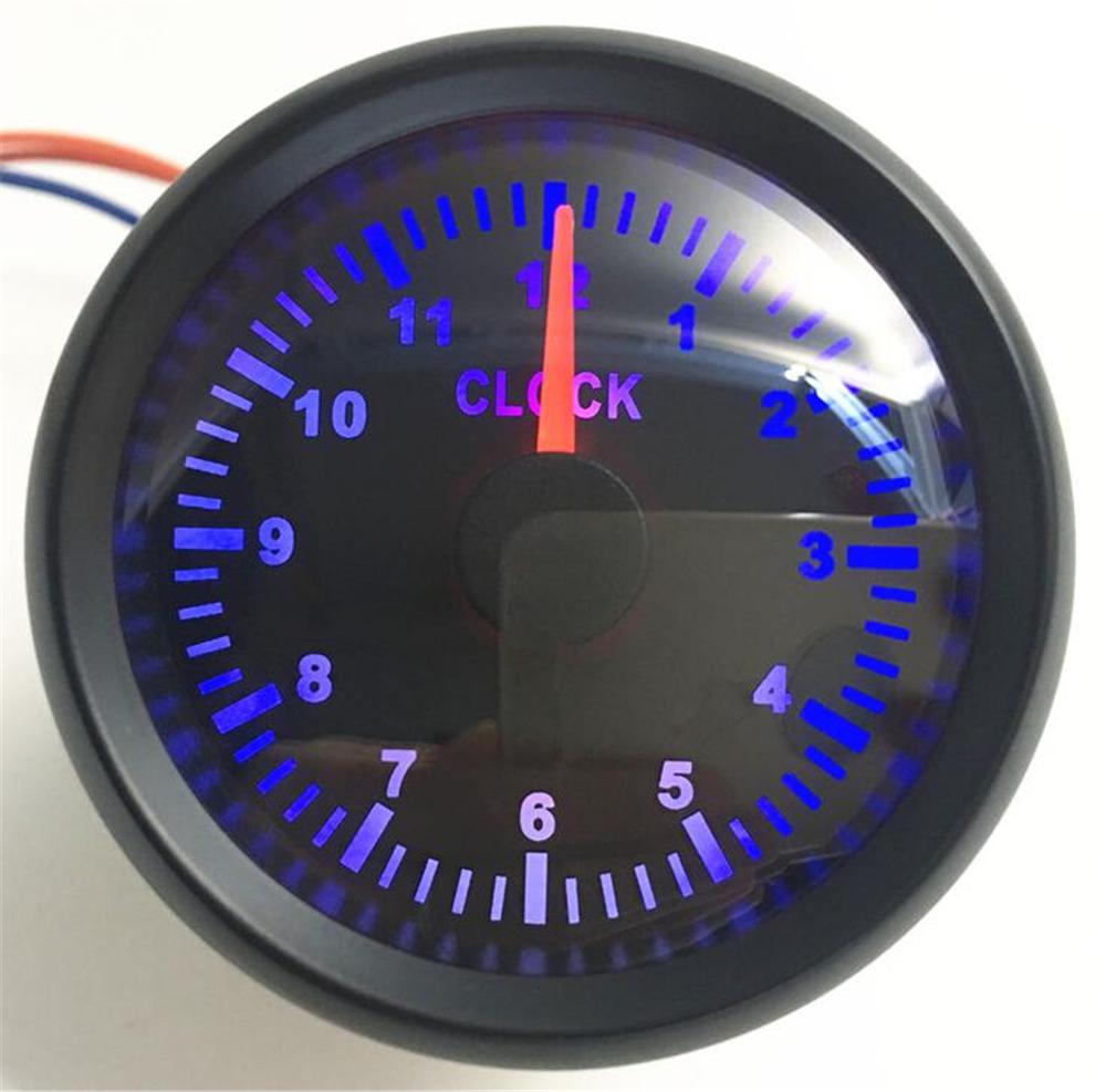 1 Pc 52 Mm Cars Klok Meters 0-12Hours Pointer Tijd Meter Boot Klok Meter Vrachtwagens Hourmeters Rood Of blauwe Achtergrondverlichting: BN blue backlight