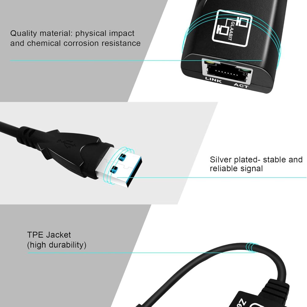 Dongle wi-fi placa de rede usb para antena lan 1000 mbps adaptador wifi usb adaptador 3.0 gigabit usb ethernet