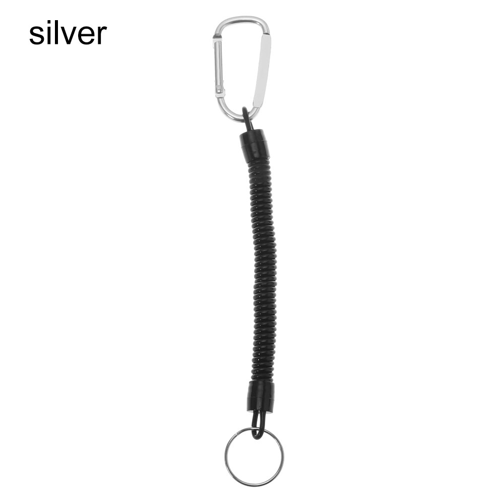 Uitschuifbare Beveiliging Sleutelhanger Houder Veiligheid Coil Karabijnhaak Touw Vissen Gereedschap Tangen Touwen Riemclip Haak Voor Camping Varen: silver