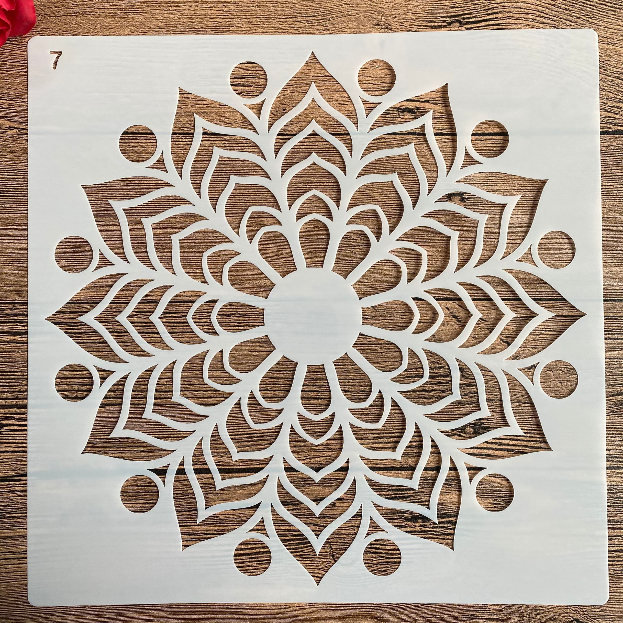 Molde de mandala para manualidades diy, tamaño de 30x30cm, para pintar plantillas, estampadas álbum de fotos, tarjeta de papel en relieve en madera, tela, pared 2022: 7