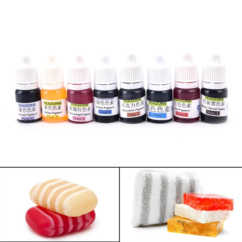 5ml pigment håndlavede sæbefarvestof pigmenter håndlavede sæbebasefarver flydende pigment 8 farver farvestof værktøjssæt materialer