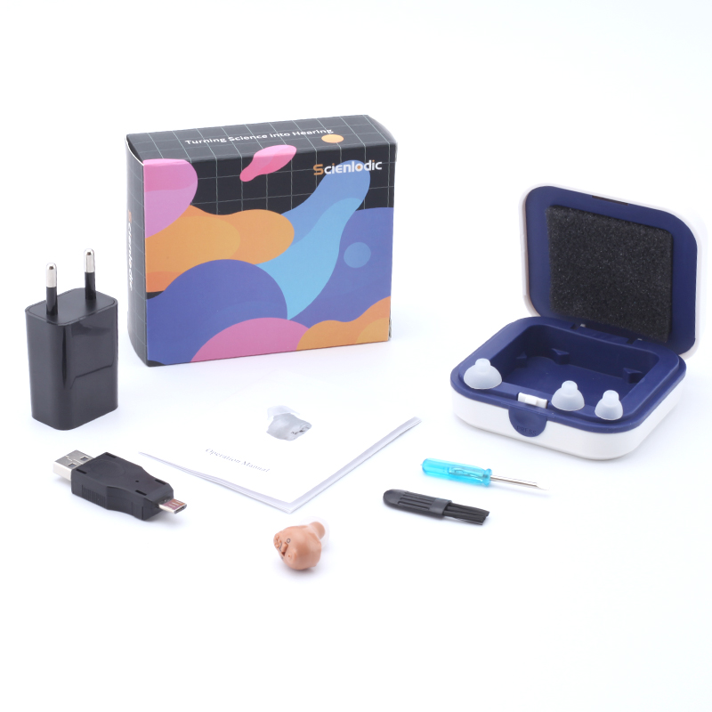 Appareil auditif Invisible, aide auditive Rechargeable CIC, Mini aide auditive pour personnes âgées sourdes, amplificateur auditif: Marron